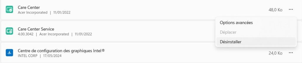 Désinstallation de bloatwares