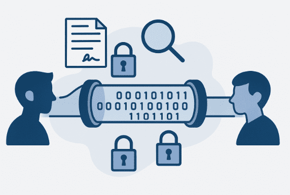 Deux interlocuteurs échangeant de manière sécurisée