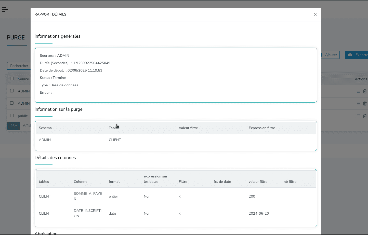 Capture d'écran de l'étape